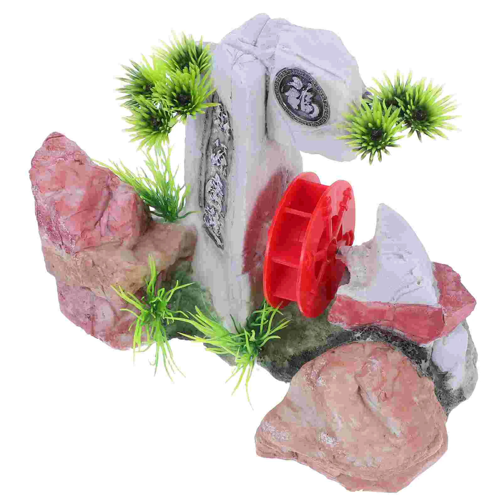 

Small Waterwheel Feng Shui Fish Tank Accessories Decorations Resin Home Aquarium Unique for Figurines Sand Table