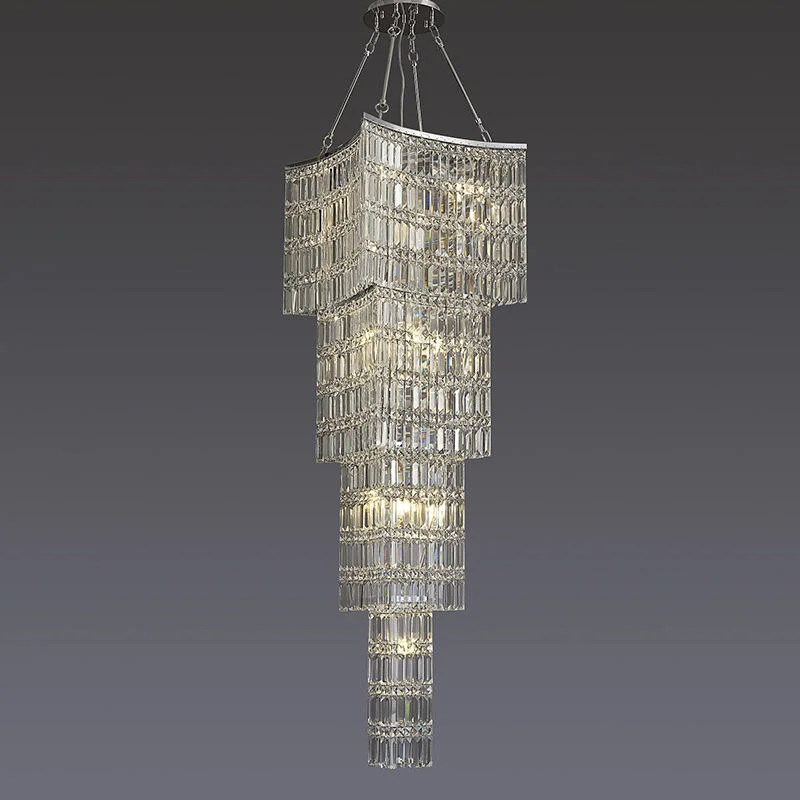 Crystal Chandelier Modern Long Stairwell Chandelier Is Suitable for Villa Staircase Hall Commercial Interior Lighting Decoration
