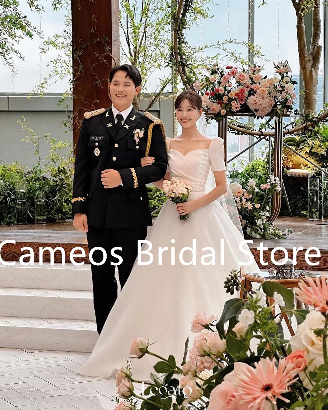 

SONDR Custom Made 웨딩드레스 Sweetheart Wedding Dresses Satin Short Sleeves Korea Evening Ivory Bride Gowns Women Bridal Dresses