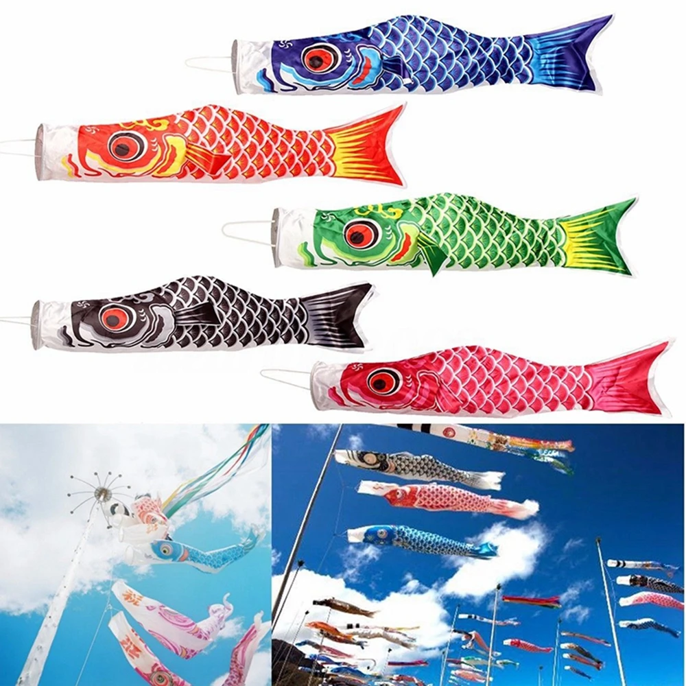 1 PCS 40/70/100CM Cute Carp Flag Kite Creative Koinobori Hanging Decorations Simple Windsock For Outdoor