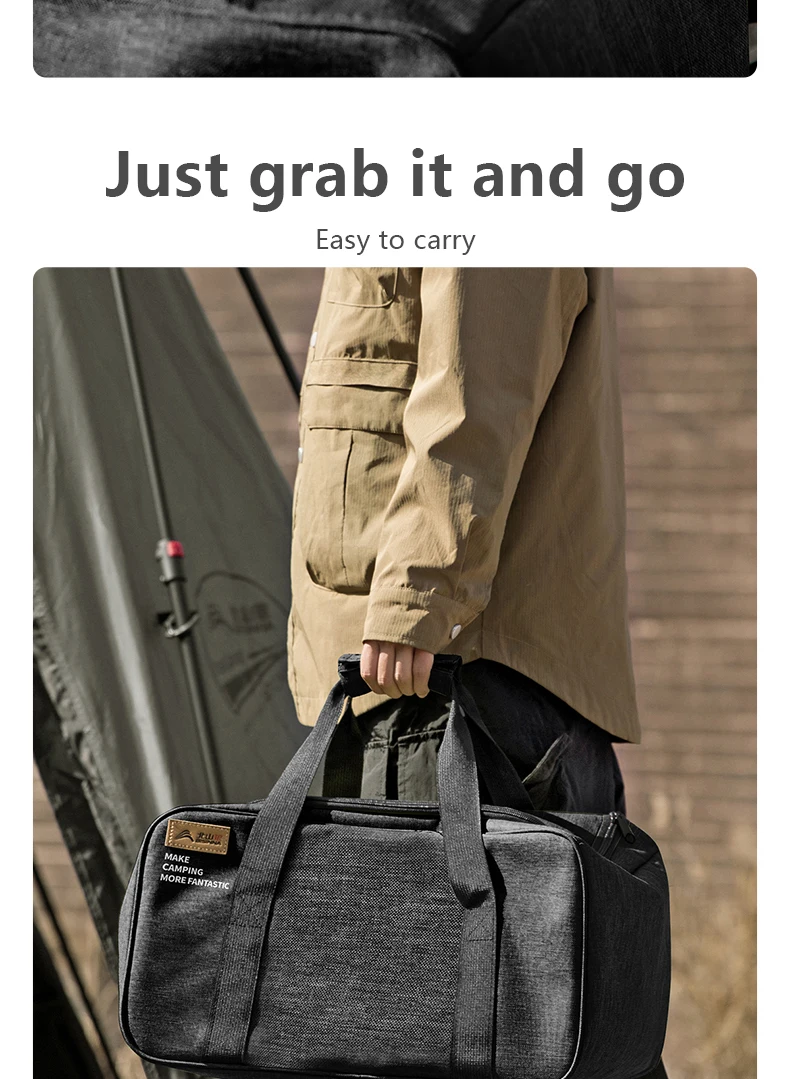 BISINNA Outdoor-Campingtasche, 26 l/30 l/42 l, faltbare Aufbewahrungstasche für Gastanks, Picknick-Kochgeschirrbehälter, Campingzubehör, verstellbare Trennwand – Detail 6