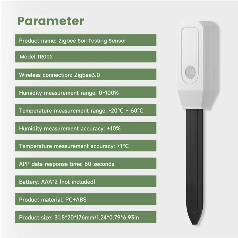 AA08-Tuya زيجبي مستشعر الرطوبة اختبار رطوبة التربة مقياس الحرارة لاستخدام الحديقة