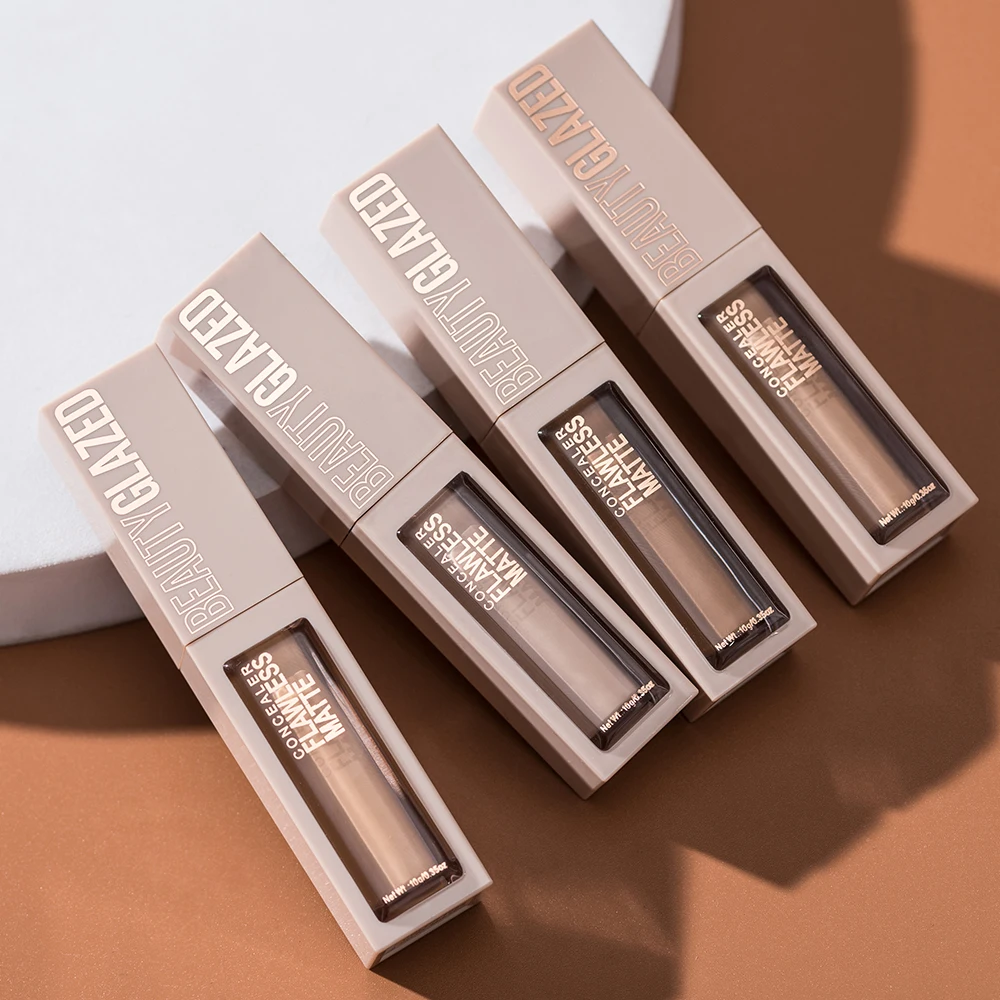 Beauty Glazed 10 Color Flawless Matte Concealer,High Coverage Waterproof Oil Control Moisturizing Long Lasting Liquid Contour