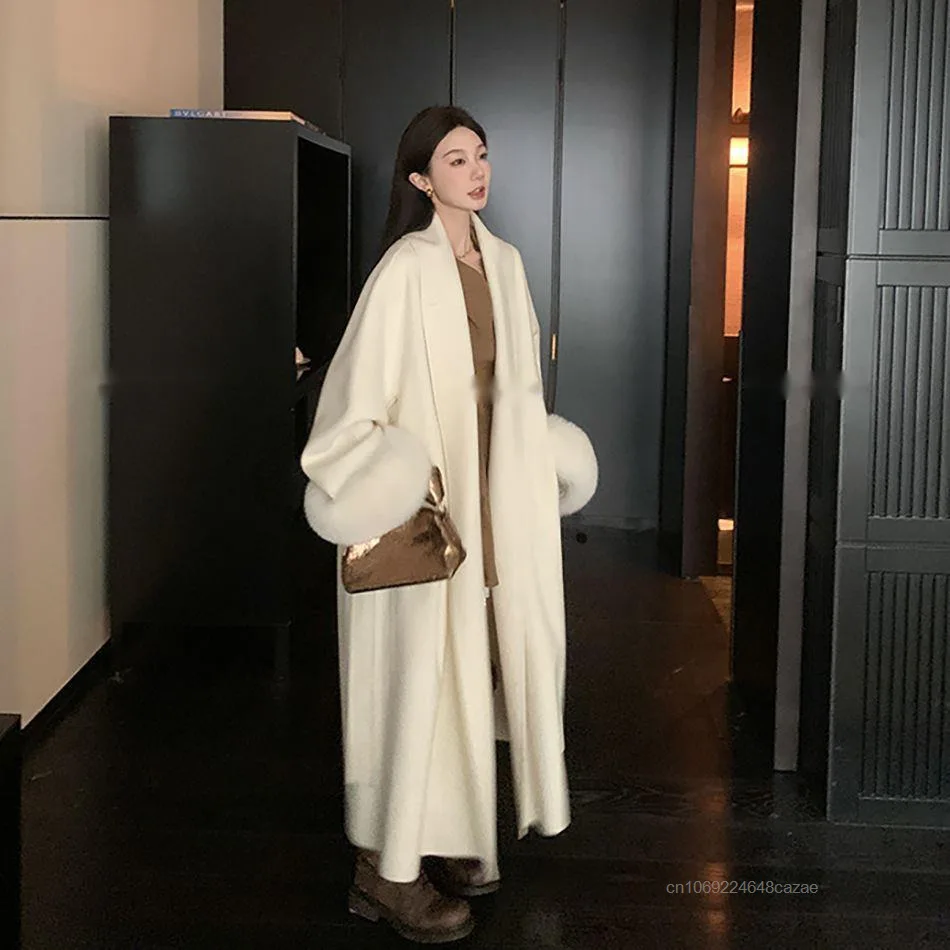 Autumn Winter Medium Long Double-sided Woolen Coat Korean Version Fashion Simple Women Coat Casual Versatile Trend Warm Clothing