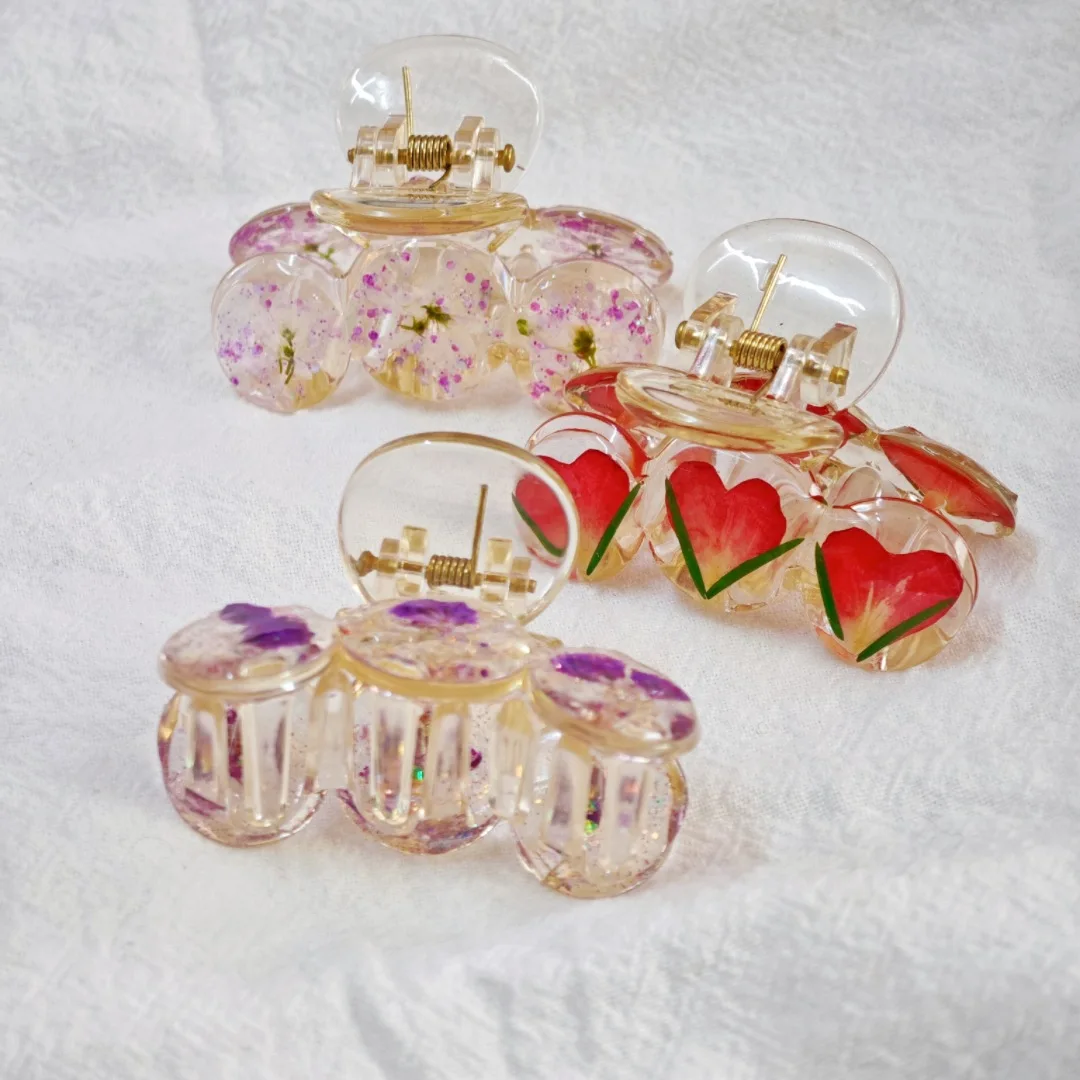 

3193 оптовая продажа, ручная работа, кристаллическая смола, сушеный цветок, настоящий цветок, мини-зажим в виде акулы, зажим для челки, 5 см, универсальная шпилька, маленький зажим