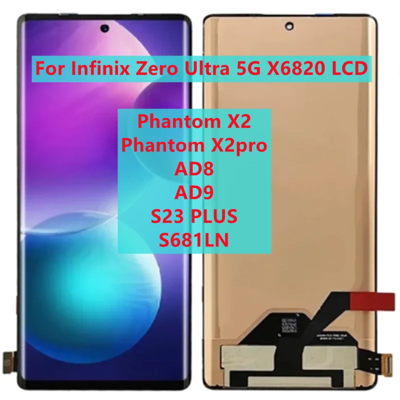 Original 100% tested LCD Screen For Infinix Zero Ultra 5G X6820 Phantom X2/Phantom X2pro LCD with Digitizer Full Assembly