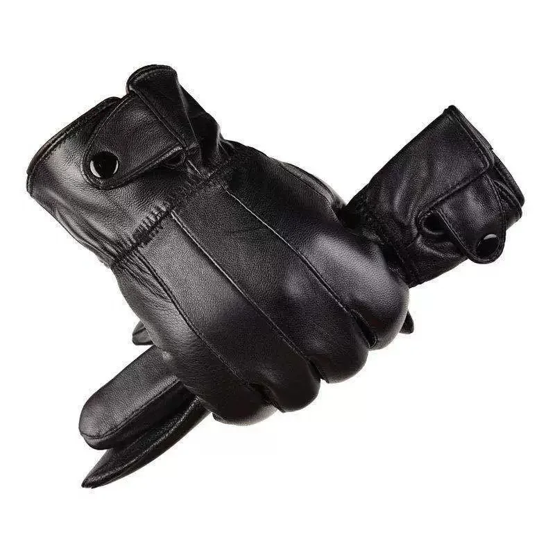 Guantes cálidos de invierno con guantes de esquí de terciopelo grueso, guantes de montar, guantes de cuero con pantalla táctil