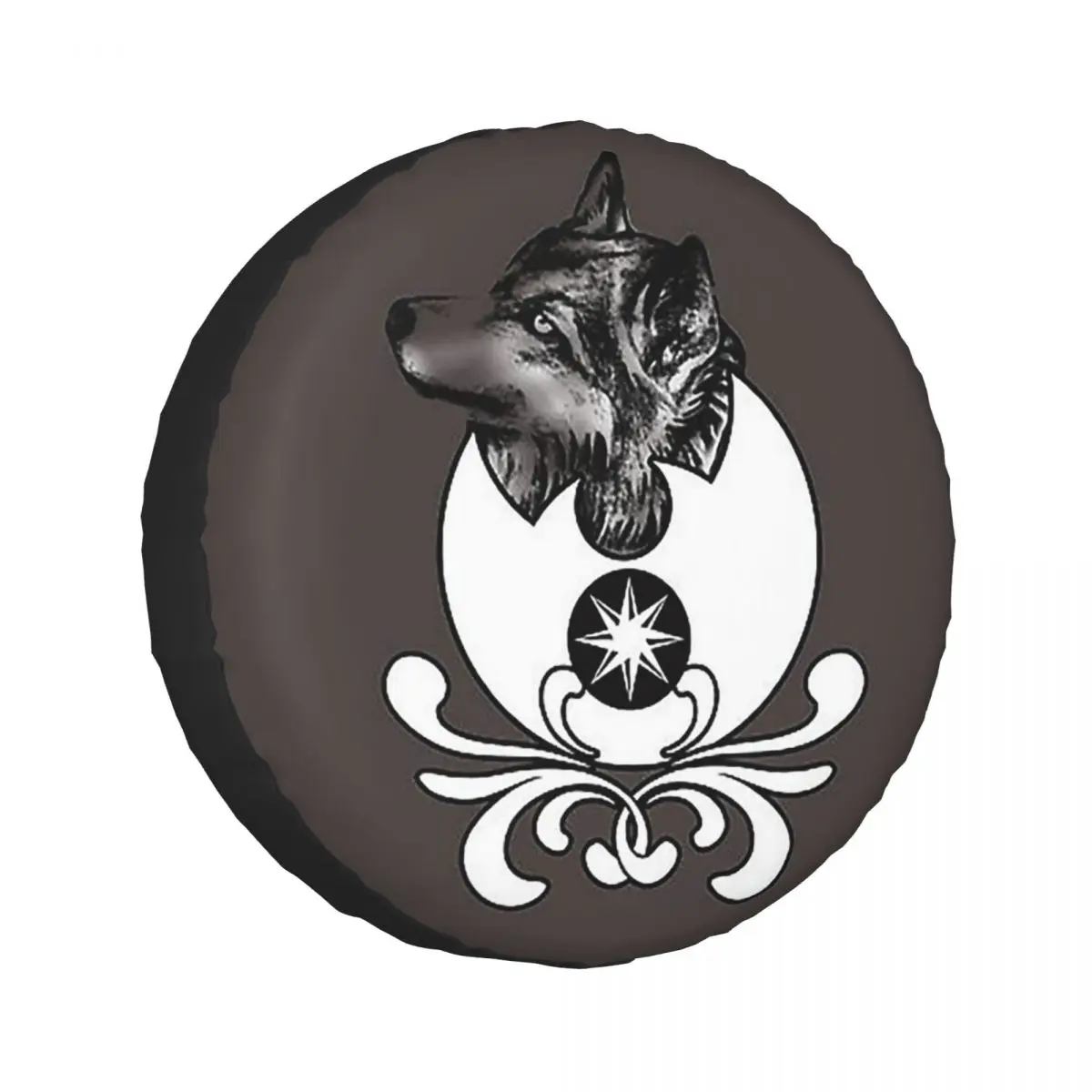 

Chechen Borz Wolf Coat Of Arms Of Chechnya Spare Tire Cover for Car Mitsubishi 4x4 Wheel Protector Covers 14" 15" 16" 17" Inch