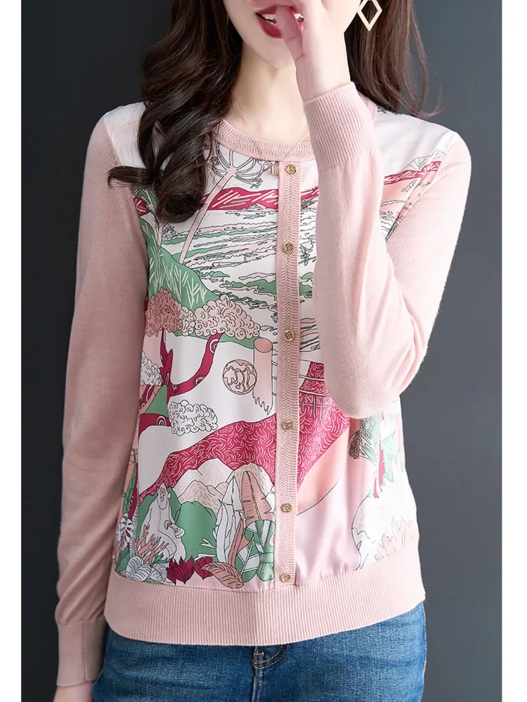 2025 novo elegante malha macia retalhos camisola de fundo camisas primavera verão casual camisola jaqueta camisetas camisas básicas de malha topos