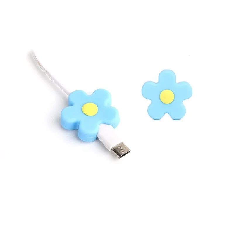 Cute Cartoon Flower cable clip charger Protector Data Line Cord Protective Case Cable Winder Cover for IPhone USB Charging Cable