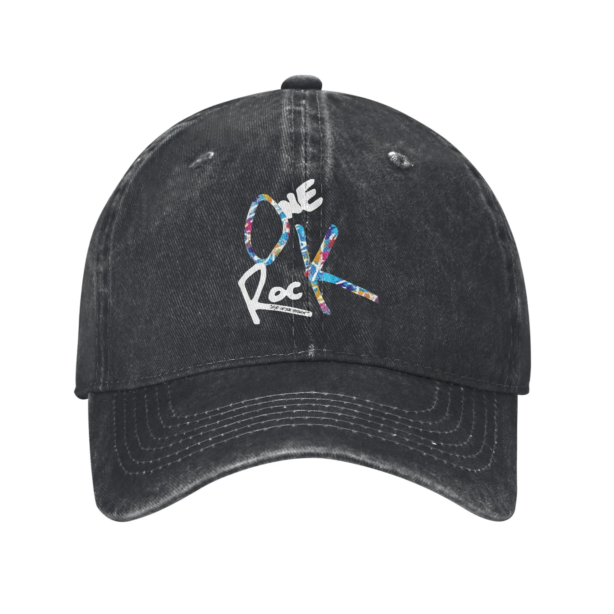 Summer One OK Rock Eye of the Storm White Baseball Cap Sun  Breathable Washed Trucker Hat Men Adult Street Style Baseball Caps