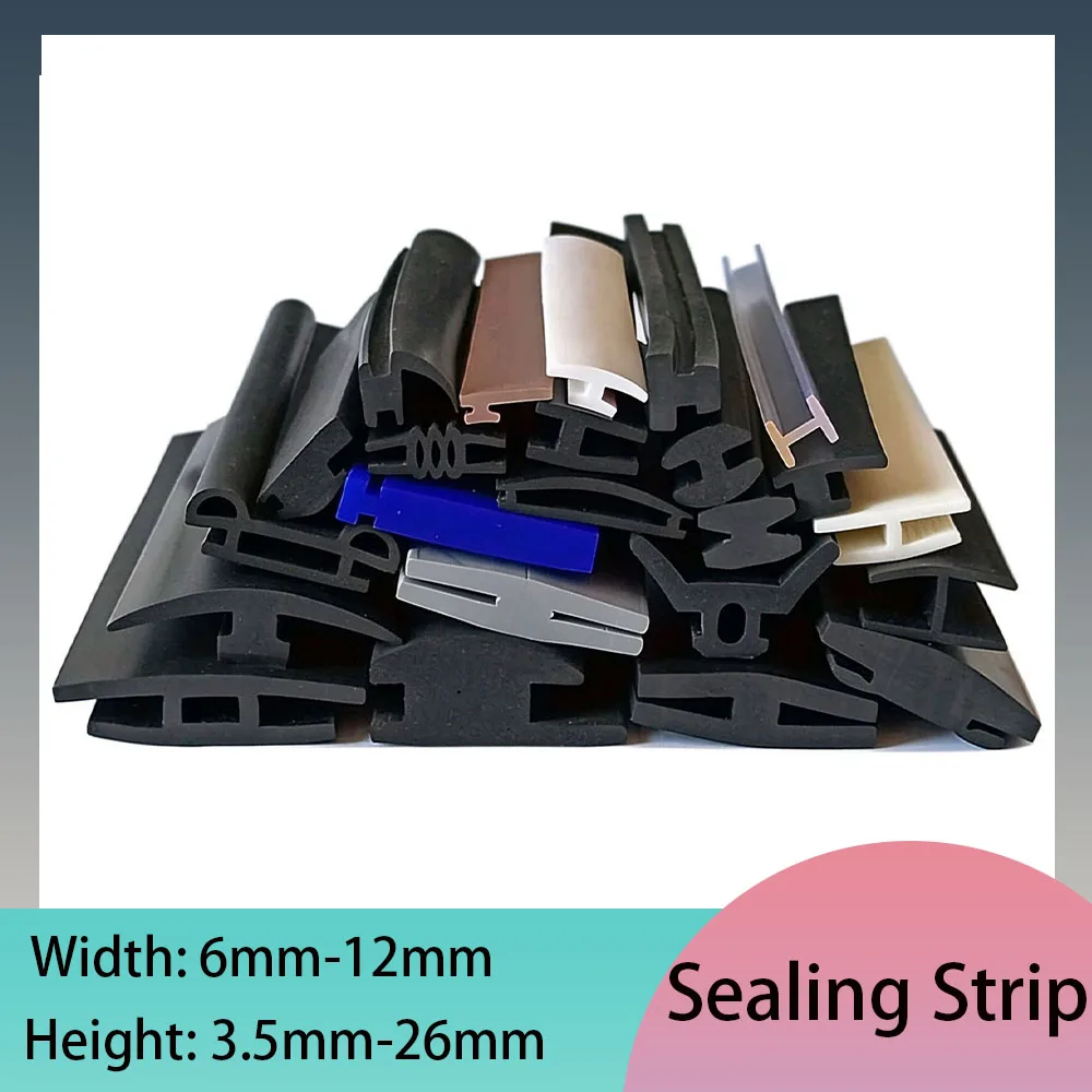 H-Type Card Slot Sealing Strip Width 6-12mm EPDM Rubber & Silicone Optional Glass Embedding Strip Waterproof Shock Absorbing