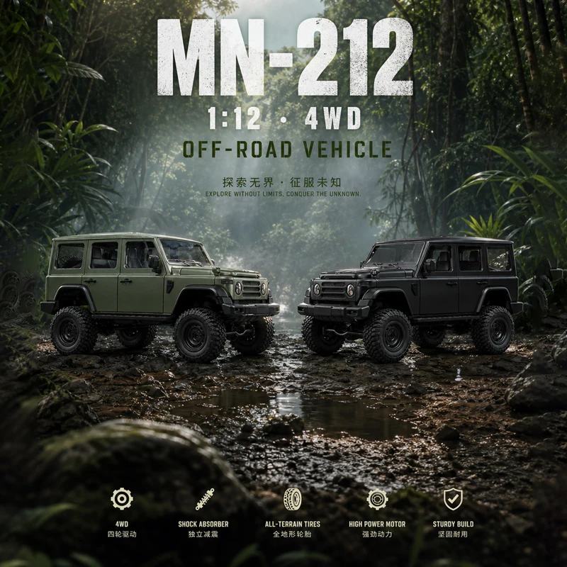 MN212 Rc Car 1:12 Full Proportion 4WD Electric RC Off-road Truck 2.4G High Speed MN-212 Crawler Climbing Car Adult Toy Gift 2026