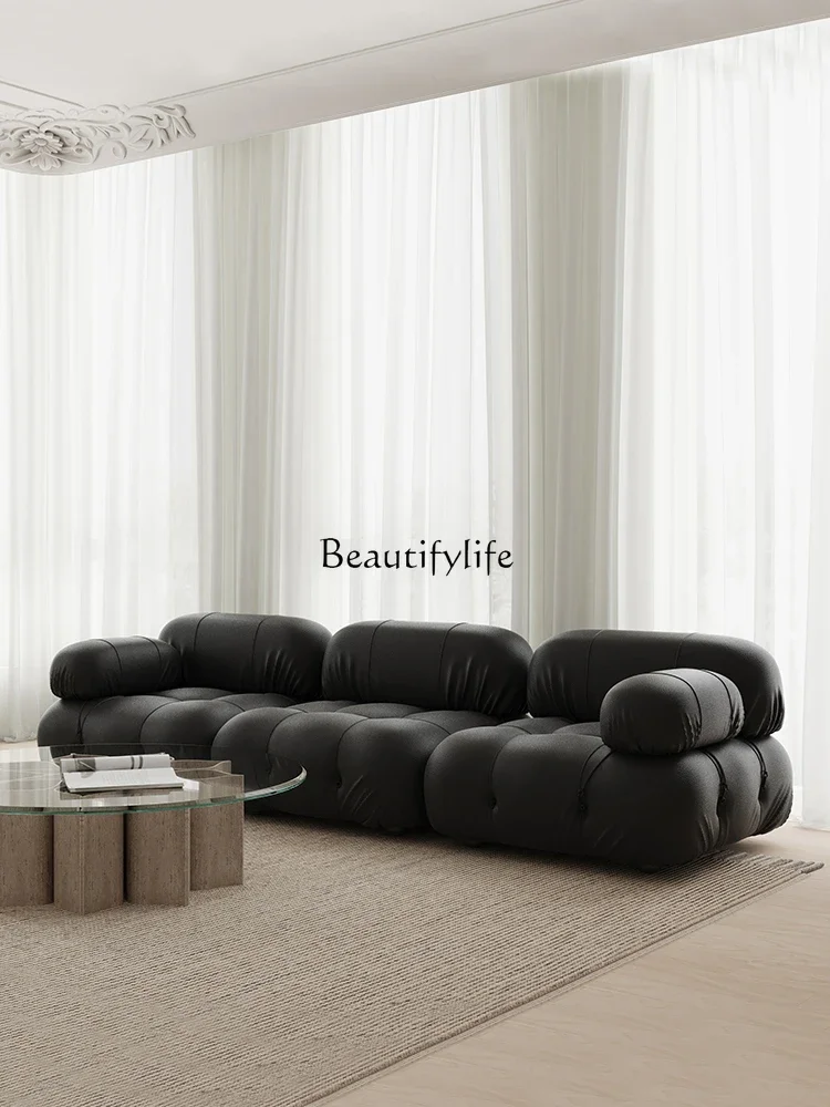 

13Silk Style Flannel Sofa Black Minimalist Module Movable
