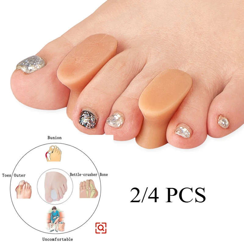 2/4pcs Gel Toe Separator Hallux Valgus Bunion Corrector Straightener Soft Silicone Toe Protector Spacer Foot Care Tool Health