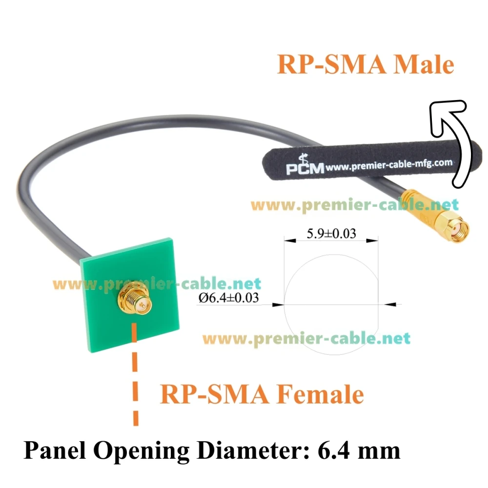 RP-SMA Male to Female Bulkhead Mount Cable RG58 50 Ohm RF Coaxial Antenna Extension Cable for WiFi Router, Wireless Network Card
