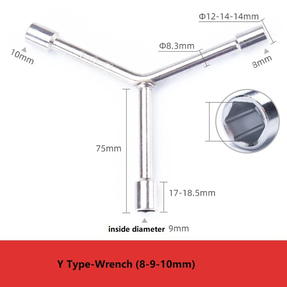 3-Way Metric Socket Wrench with Triangular Head Design Chrome Vanadium Steel High Frequency Quenched HRC60-65 Root Hex Feature