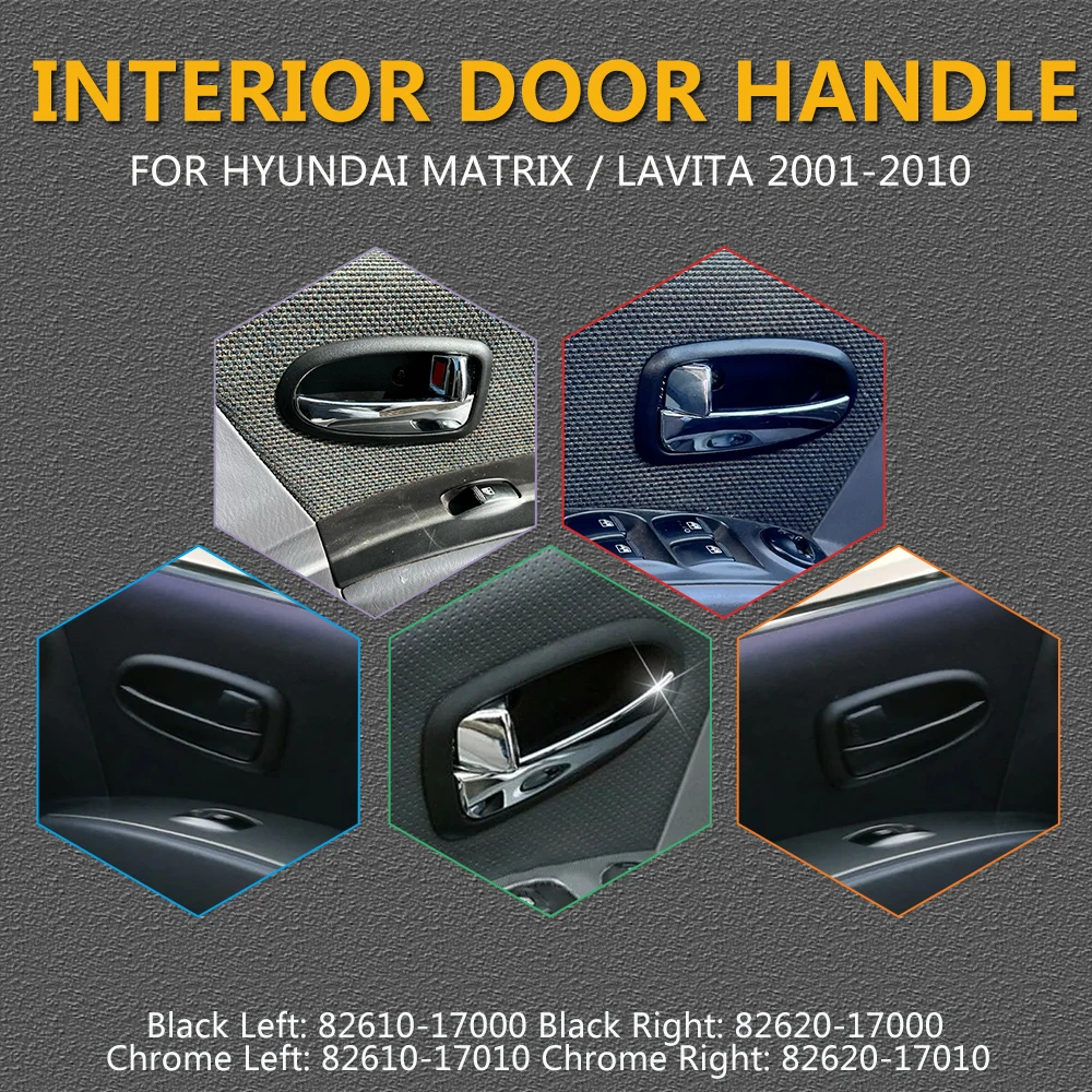 جودة عالية لسيارة Hyundai Matrix / Lavita 2001-2010 يسار يمين كروم أسود داخل مقبض الباب الداخلي 82610-17000
