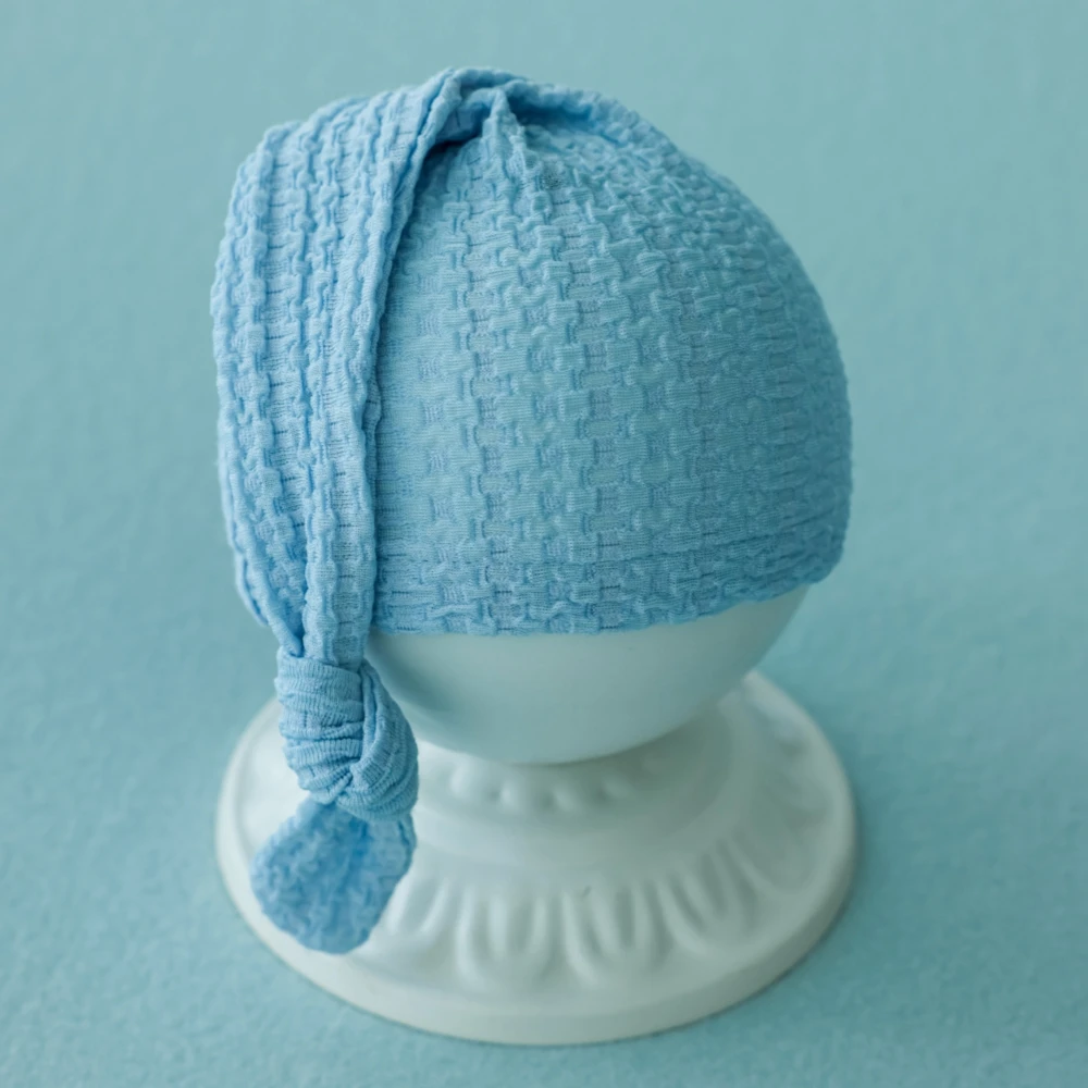 Accessoires de photographie sur le thème du ciel bleu pour bébé, Seersucker, emmailloter bébé, chapeau rond, beurre d'ours, accessoires de séance photo