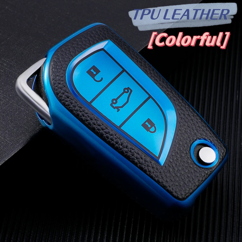 TPU Key Case for Toyota Corolla Levin Verso Yaris 2014 Auris Aygo RAV4 Scion 2015 2016 Leather Folding Car Accessories view 4