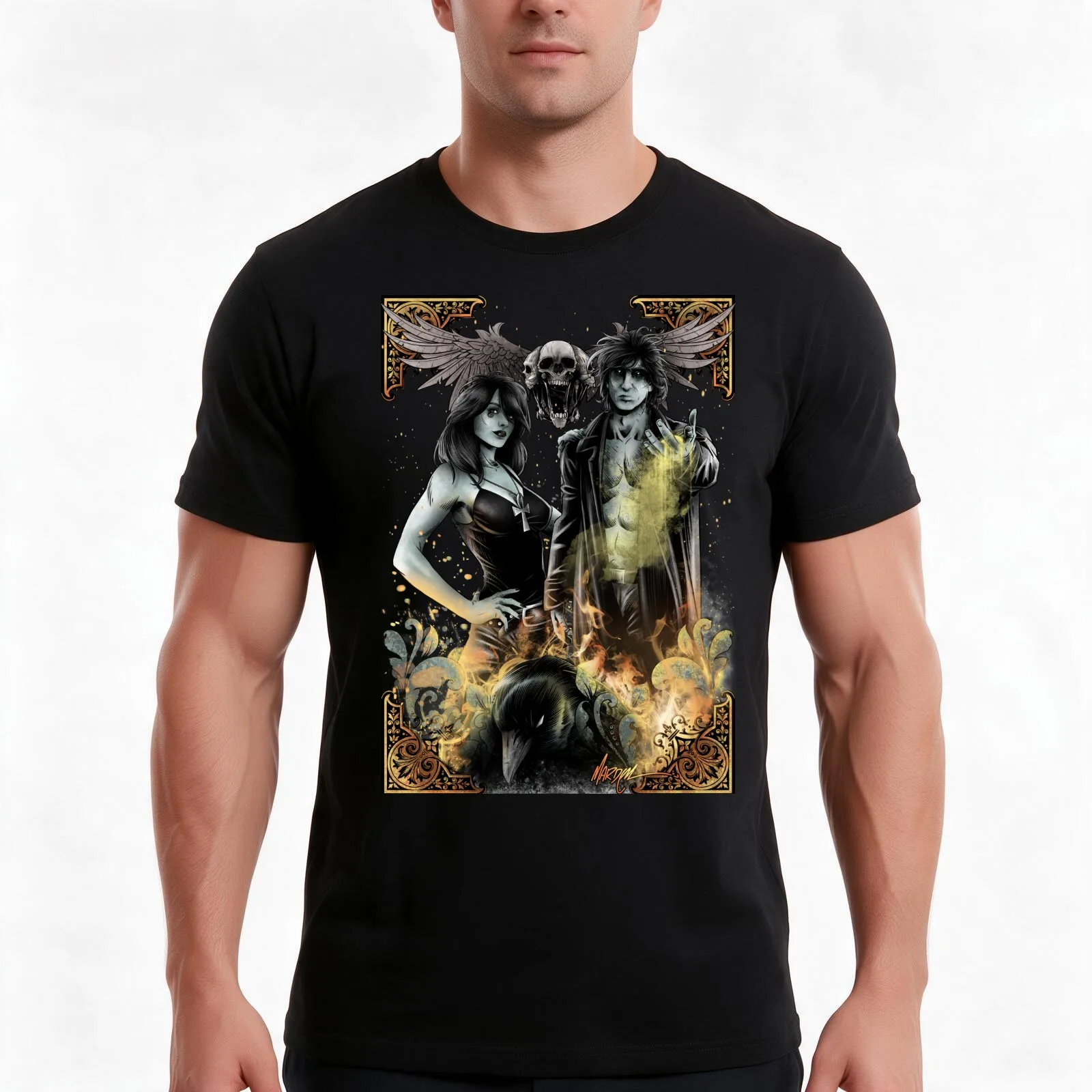 SANDMAN - MORPHEUS AND DEATH T-Shirt, Summer Casual Cotton Tee, Oversized Streetwear Tops, Vintage Graphic Print, 100% Cotton