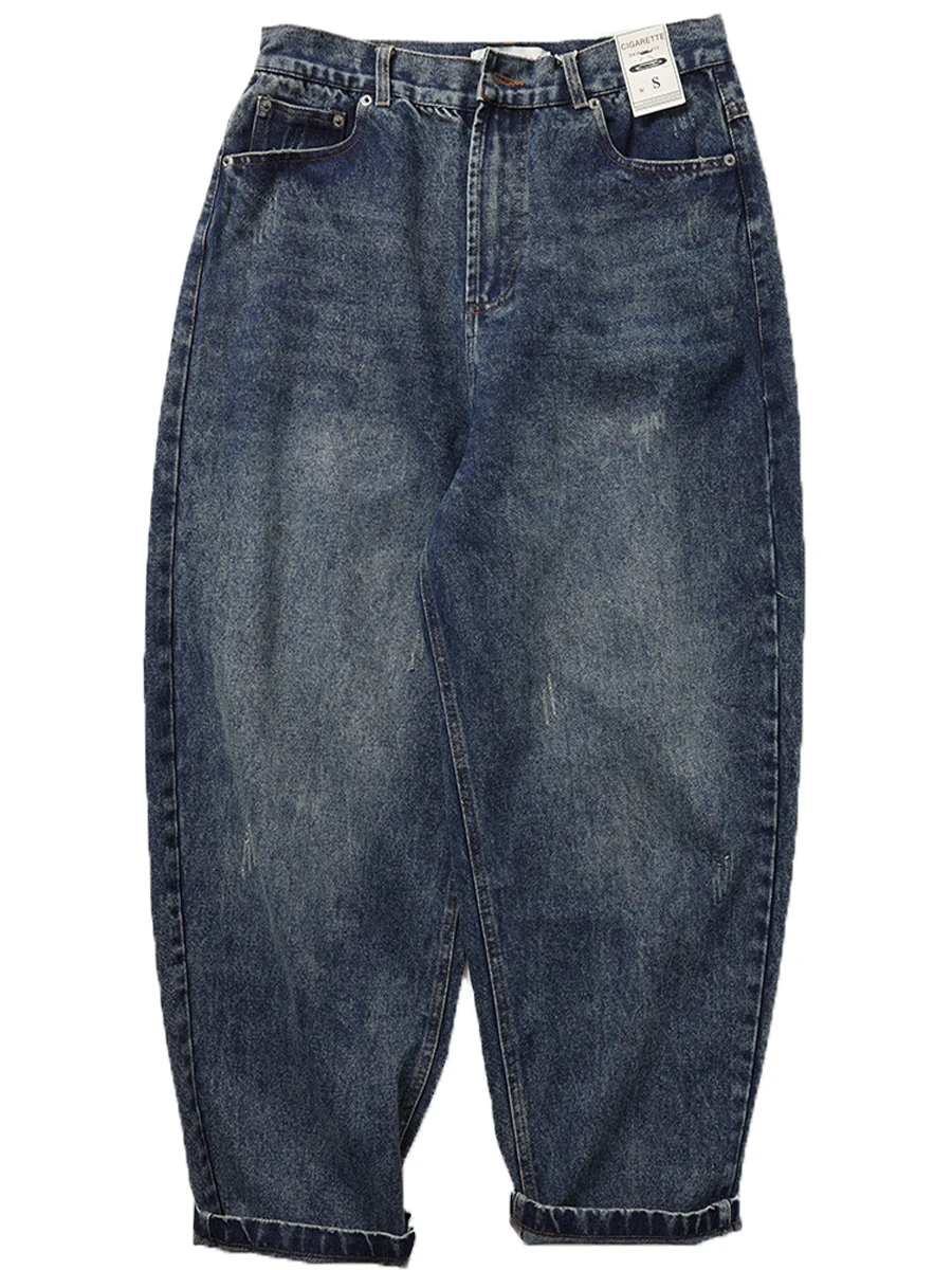 

Retro Waed Straight Leg Cotton Jeans Japanese Sle Spring Autumn Loose Fit Classic Blue Denim Trousers for Young Men