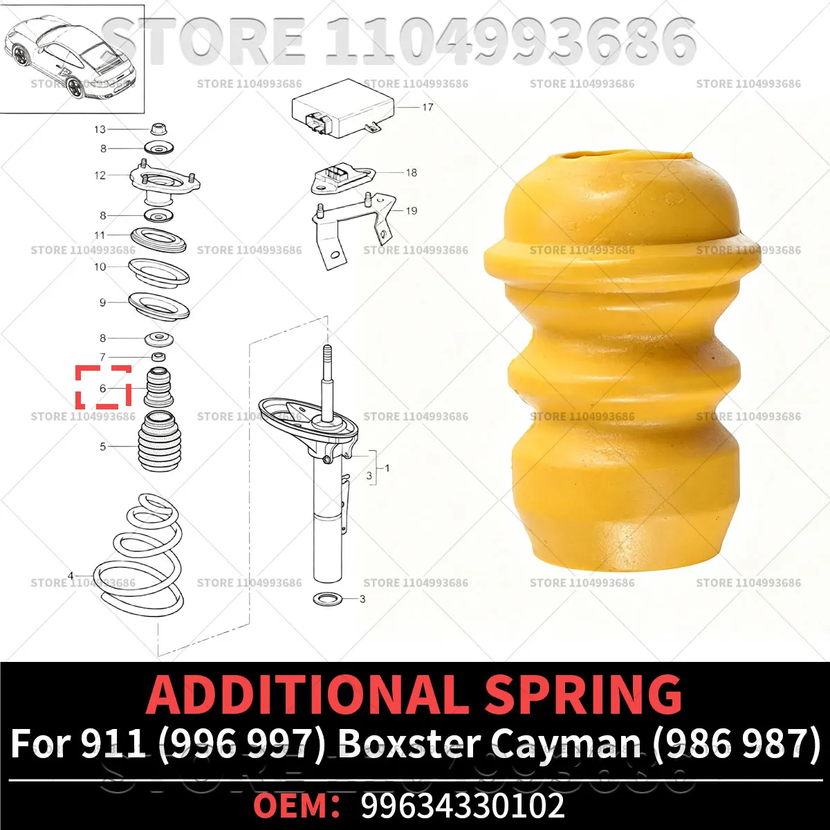 For Porsche 996 997 Boxster Cayman 986 987Strut Bump Stop Rubber Strut Shock Mount Bump Stop BushingOEM 99634330102 99634350500