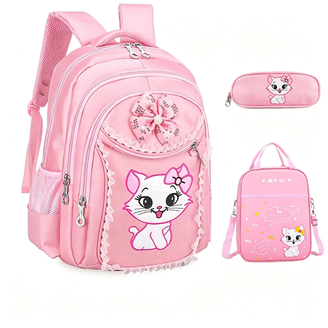 甘い猫子供漫画スクールバッグ生徒女の子韓国かわいいプリンセスバックパック-mochila-infantil