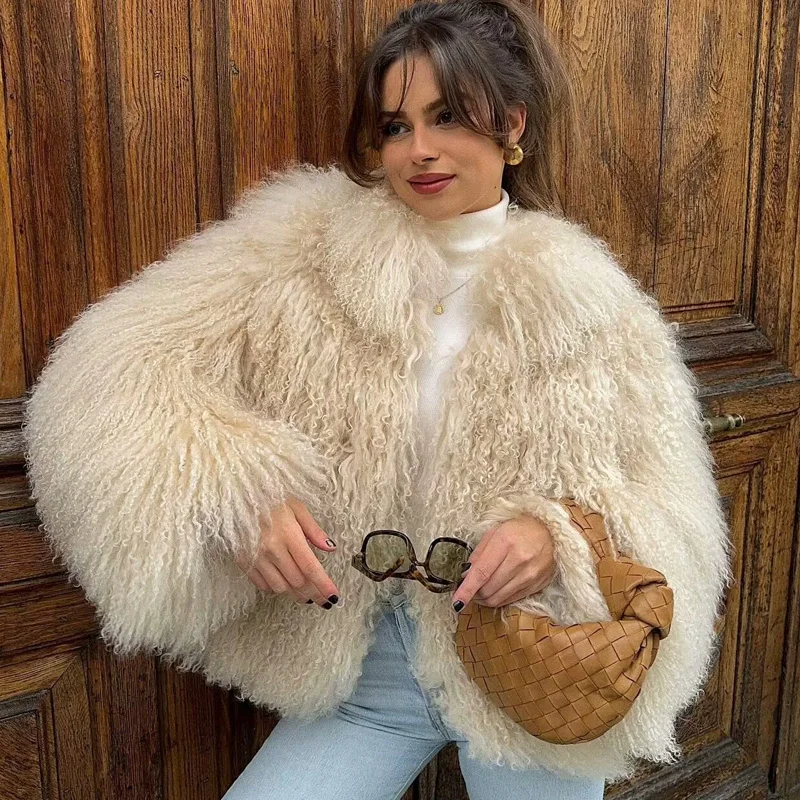 TRAF 2024 Woman Fur Coat Women Crop Fluffy Jacket Plush Long Sleeve Coat New In Outerwears Autumn Women Elegant Fashion Jackets