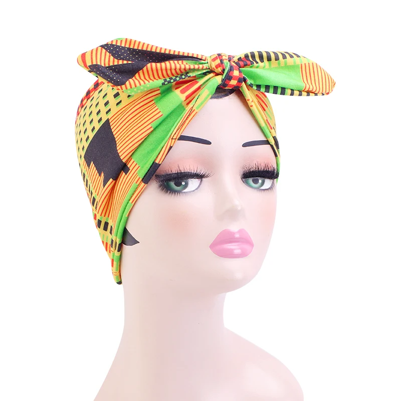 New Boho Style Vintage Bow Headband African Style Hair Band Elastic Wide Knotted Bandana turban headscarf Hair Accessories