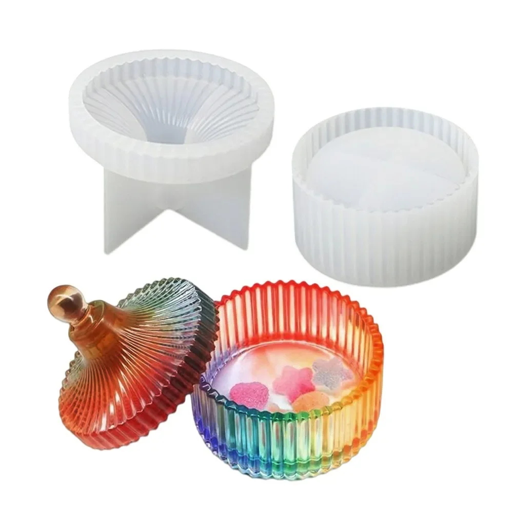 

Round Stripe Storage Box Silicone Mold DIY Cement Plaster Concrete Jewelry Storage Box Epoxy Resin Molds Home Decoration