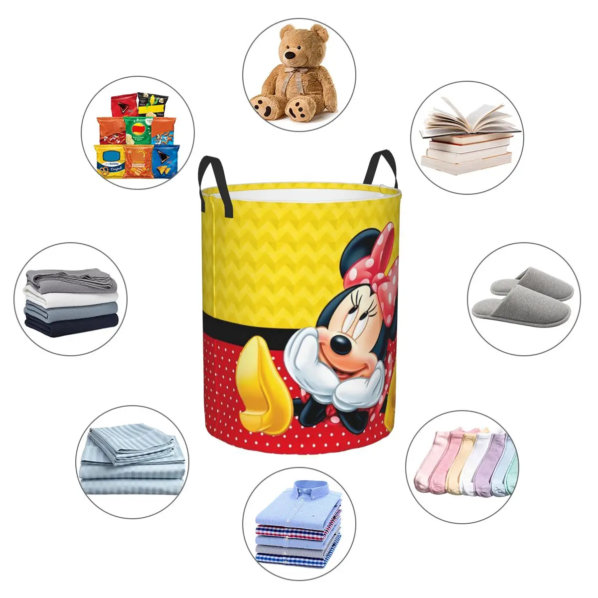 Disney Mickey Mouse Minnie Kids Toys Storage Basket for Game Room Decor Gift Laundry Hamper Baskets