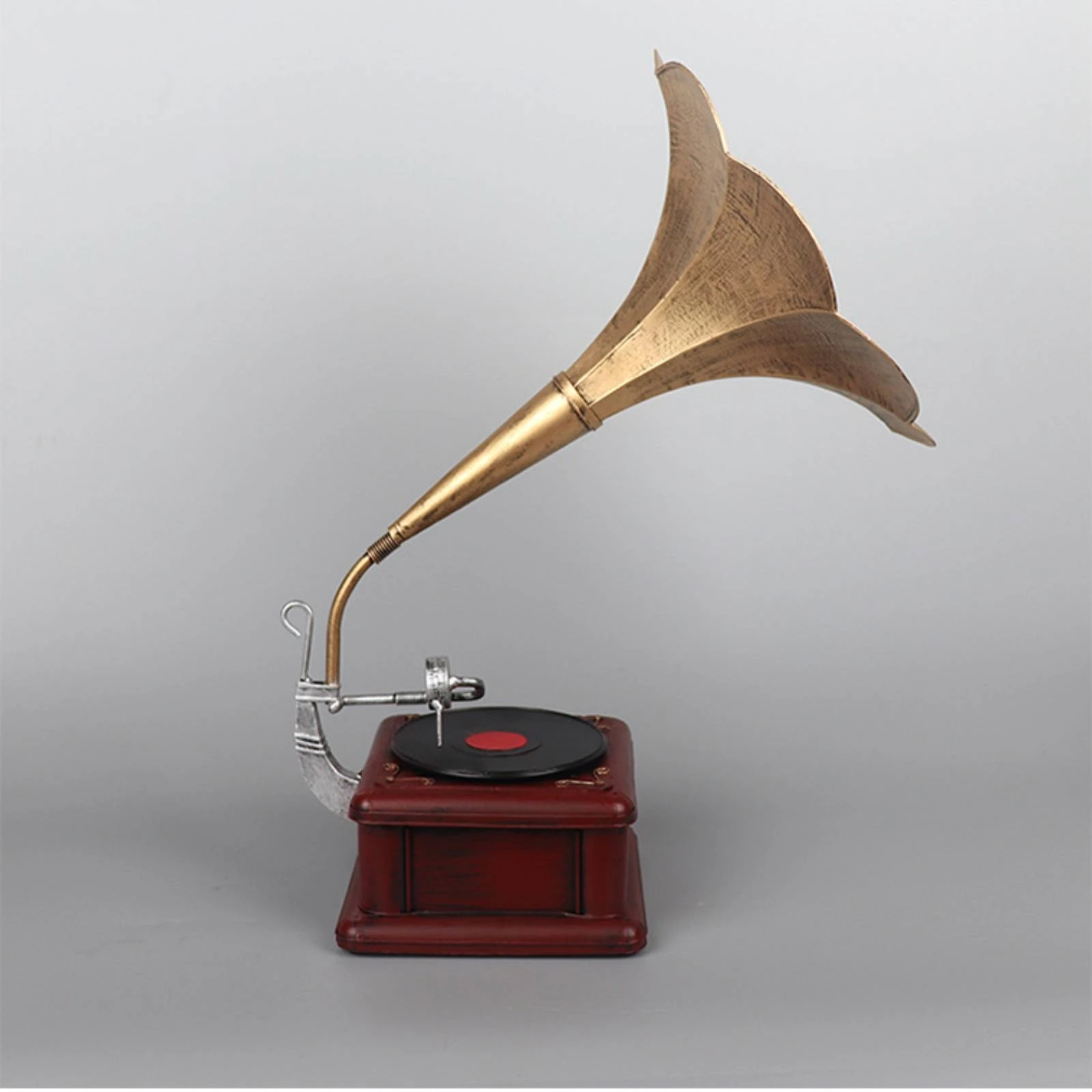 Vintage Melody Box Compact Vintage-Style Gramophone Decoration Decorative Gramophone with Flared Sound Funnel for Home Decor