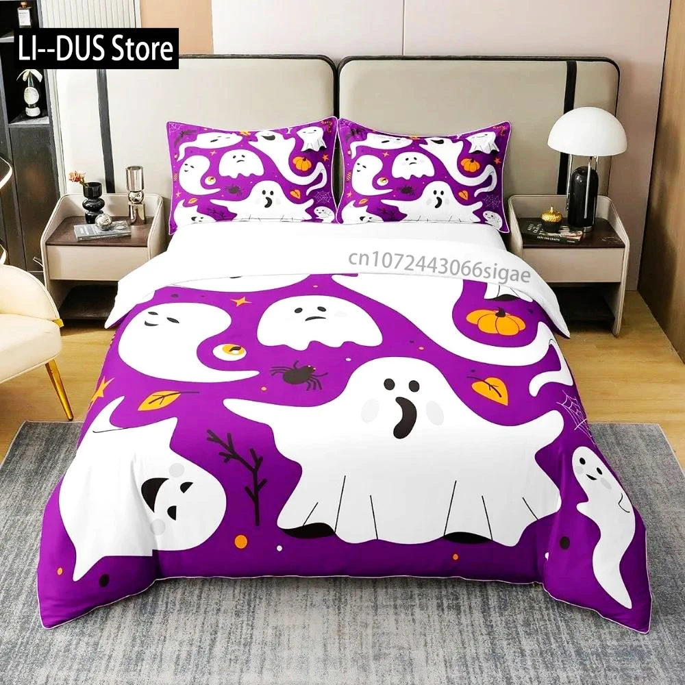 Halloween Bedding Set 3D Digital Printing 2-3 Piece Set (No Core) Suitable For Bedroom Duvet Cover Set Halloween Decor Gift