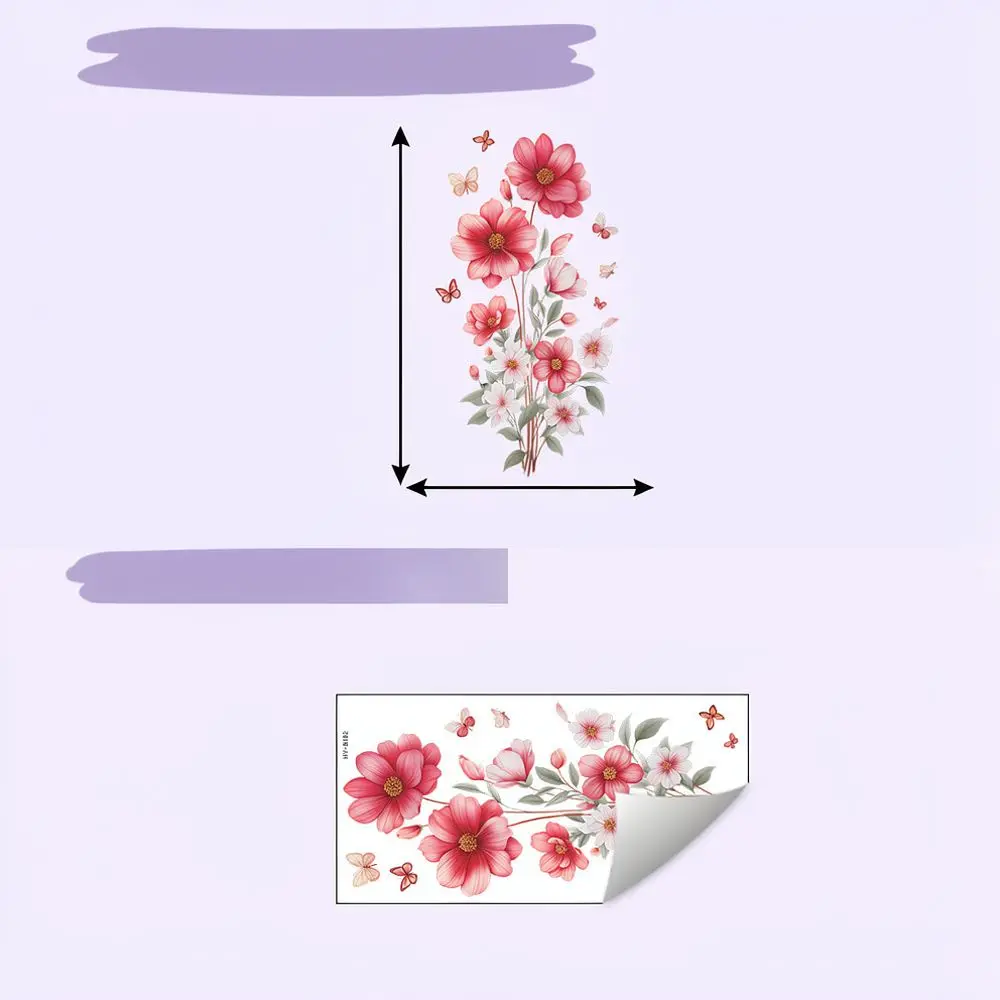 Romantic Flower Butterfly Wall Decals PVC Adhesive Mural For Bedroom Living Room Home Interior Decoration Background Wall Art