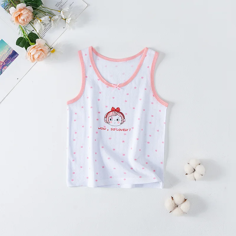 Boys' Girl's Four Season Cartoon Printed Casual Round Neck Vest, Children's Versatile Sleeveless T-shirt Comfortable Sports Top