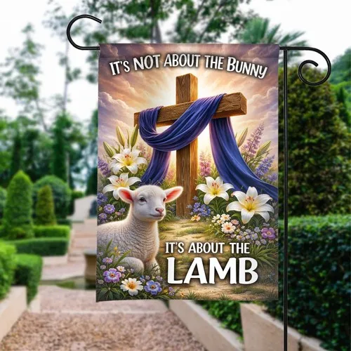 Jesus Cross Lamb Yard Flag Christian Religious Church Garden House Banner Art XXQ