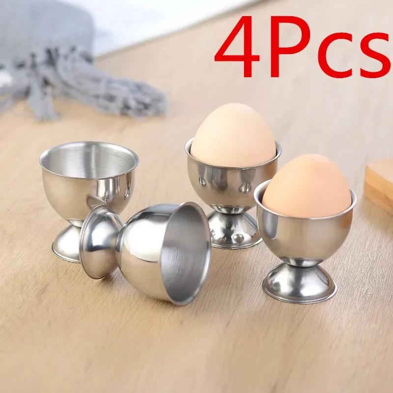 4pcs Stainless Steel Boiled Egg Cups Stand Rack Eggs Holder Kitchen Breakfast Cooking Tool Holder Cooking Tool Kitchen Gadgets