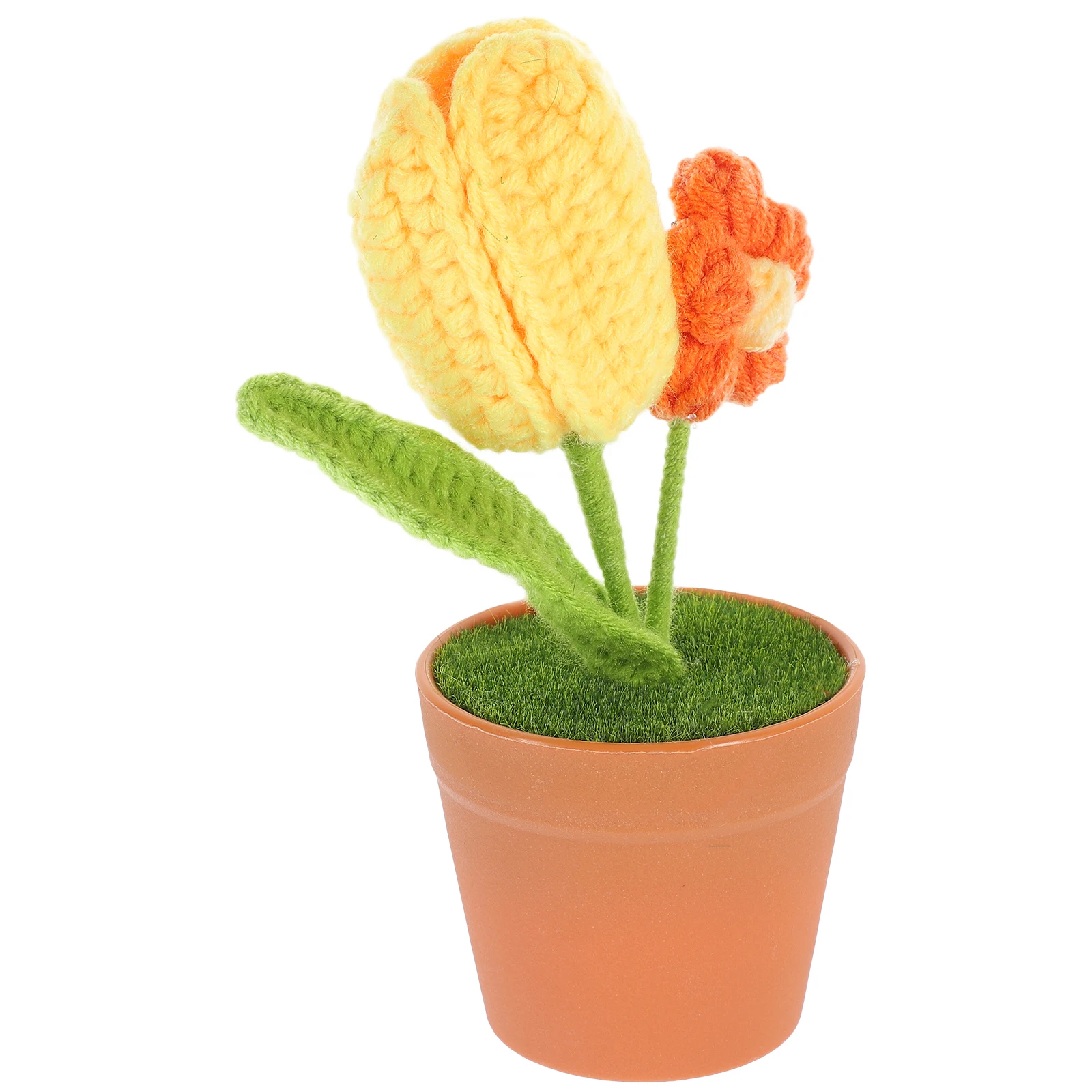 

Crocheted Yarn Flowers H made Artificial Home Decor Woolen Bonsai naments Knitting Flower Simulated Plant