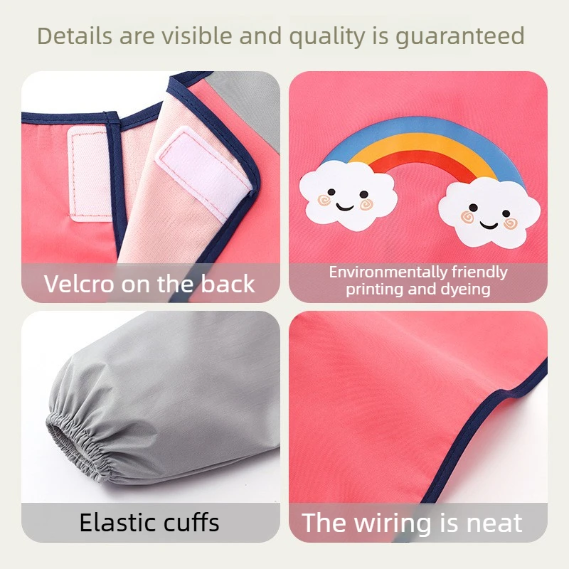 New Waterproof apron children's eating drawing outerwear dirt and oil resistant apron for boys and girls kawaii kitchen cover