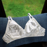 100% mulberry silk bra without steel ring and sponge ultra-thin double-sided plain crepe satin breathable silk underwear