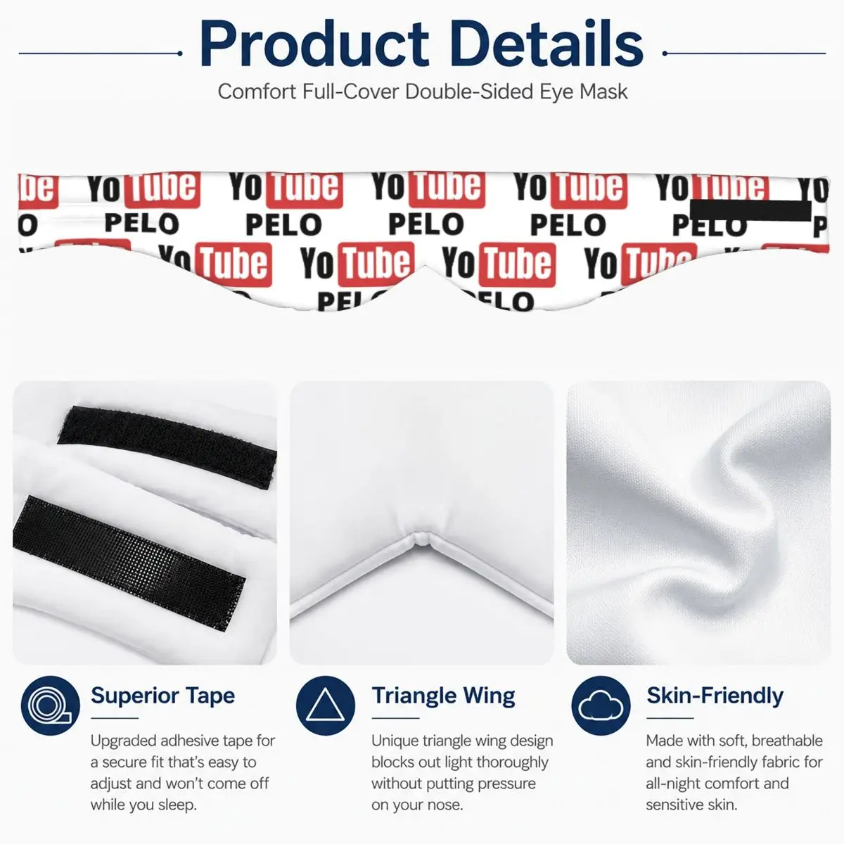 Yo Tube Pelo sleep eye mask Light Blocking Portable Eye Cover for Girls Boys Office Nap Party Gift Eyeshade eyepatch view 4