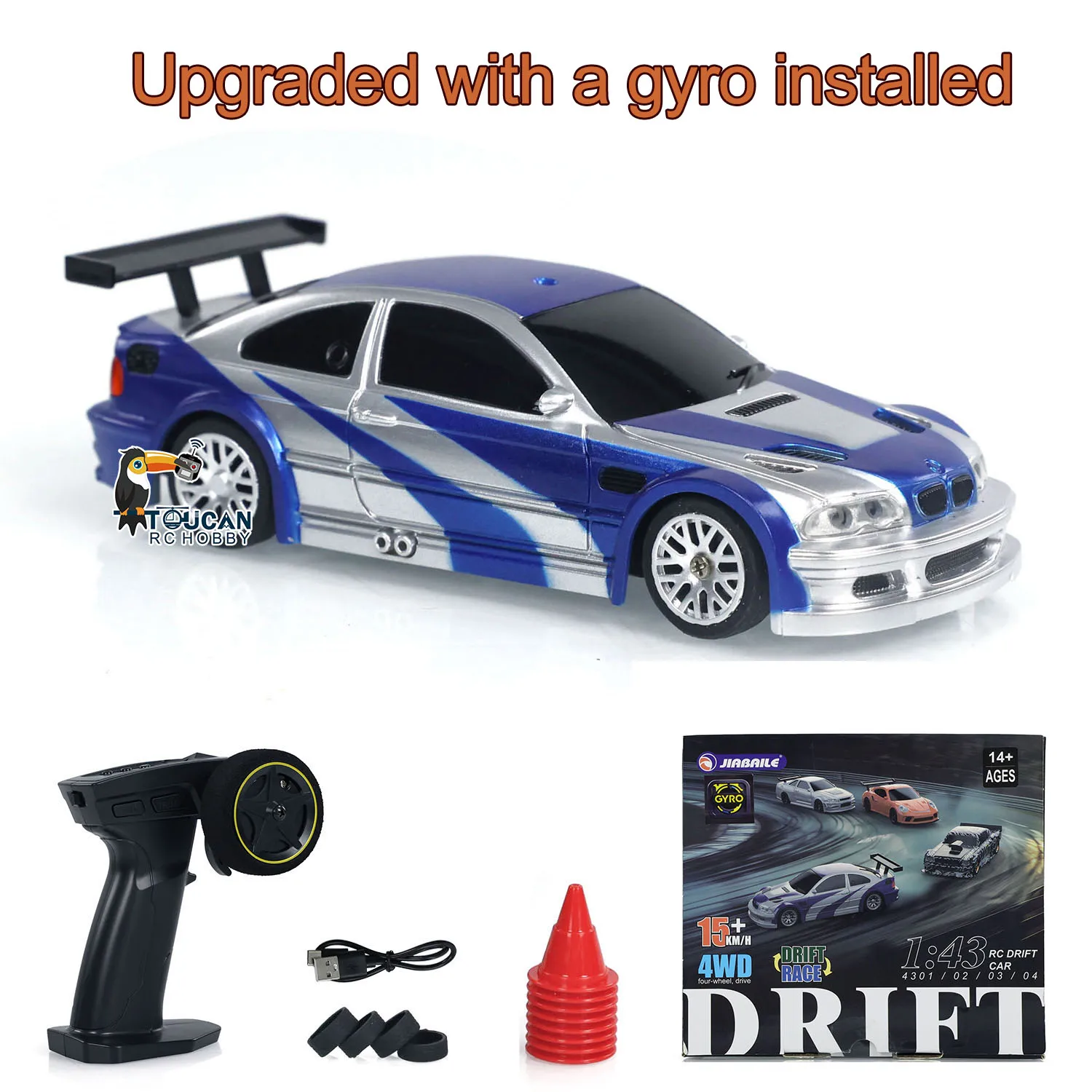 Geschenken 1/43 RC Drift Auto met Gyro Verbeterde Ver 2.4G Afstandsbediening Mini Drift Raceauto 4WD Radiobesturing RC Speelgoed Verkeerskegels
