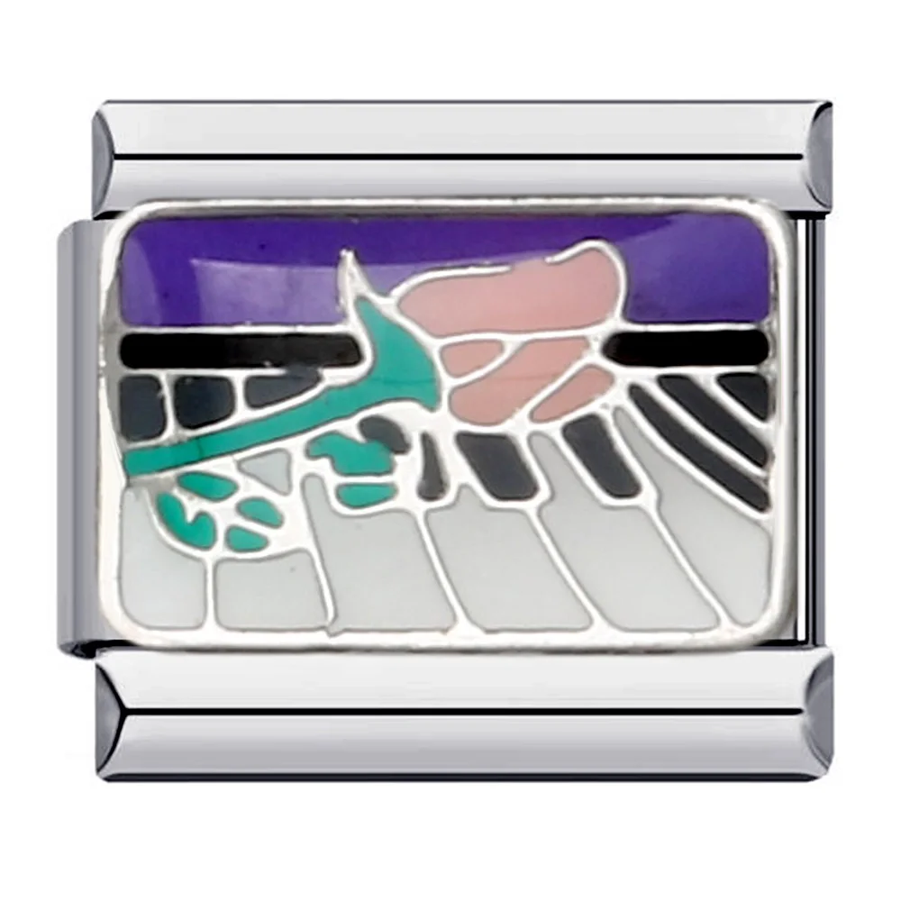 URING Trendy Fashion Rock Music Cool Guitar Piano Italian Link 9mm Width Charm Bracelet Stainless Steel Jewelry DIY Making