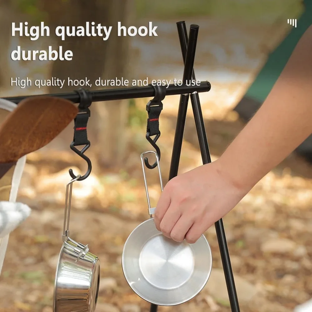 5pcs/set Outdoor Camping Moveable Hook Hanging Storage Rack Shelf S-Shaped Hanger Portable Detachable Kitchenware Pot Pan Rack