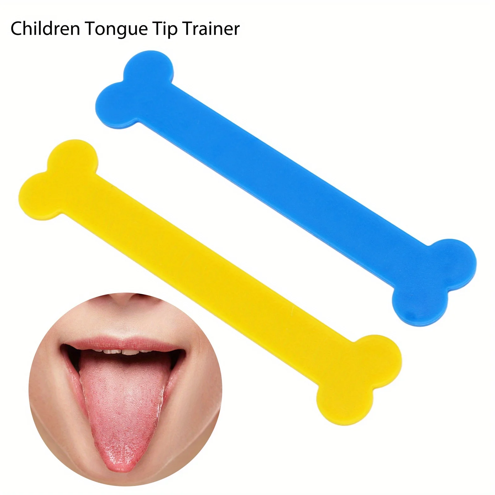 2pcs Children Tongue Tip Trainer Bone Shaped Mixed Color Tongue Muscle Strength Exerciser
