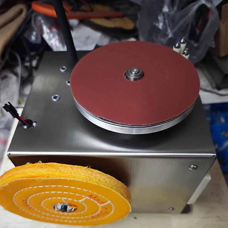 220V Mini Benchtop Disc Sander with Sanding Roller, Variable Speed Self-Adhesive Edge Grinding Sharpener Machine