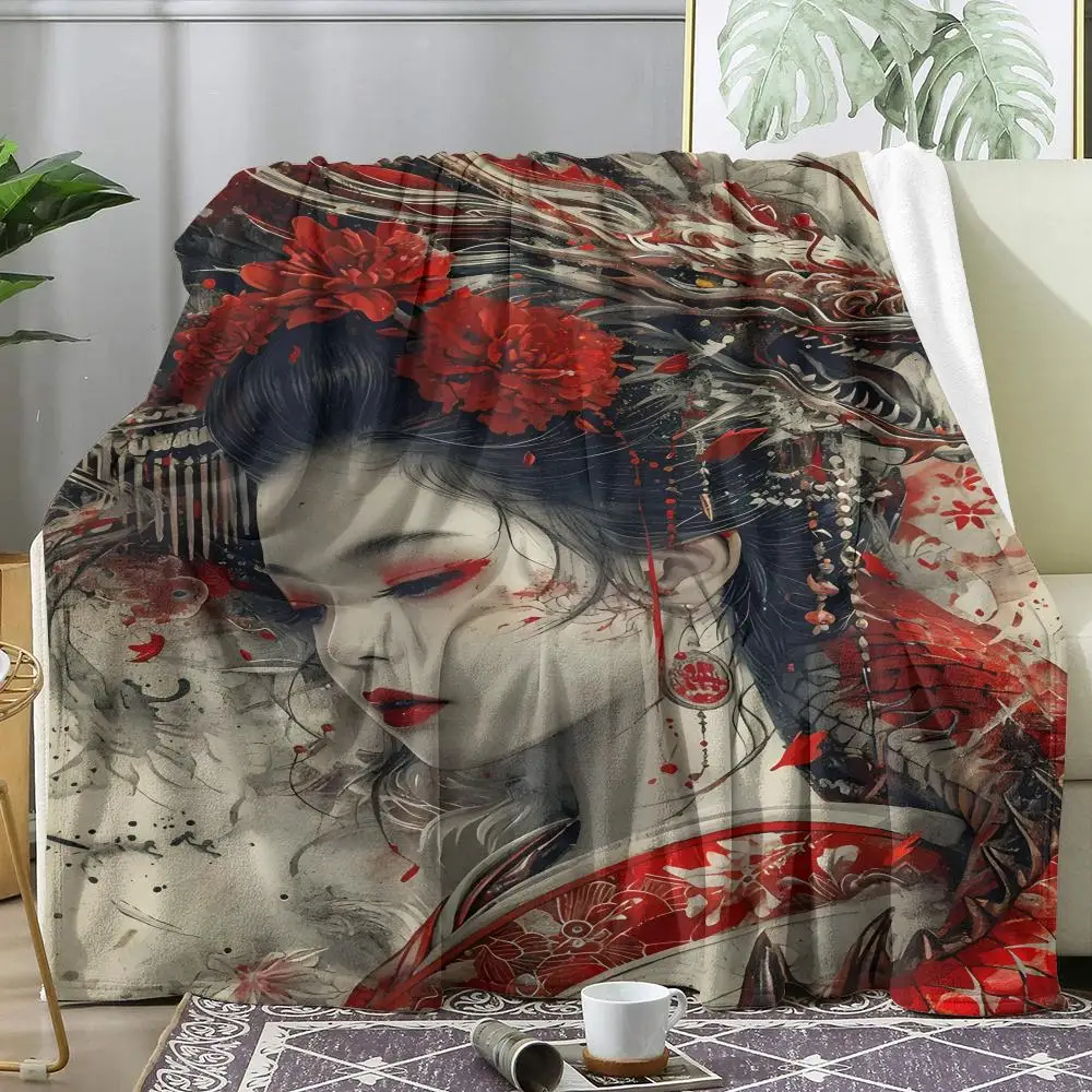 Beautiful Geisha Throw Soft Flannel AC Blanket Lightweight Summer Nap Throw Cozy  Blanket for Sofa Bed Travel Home