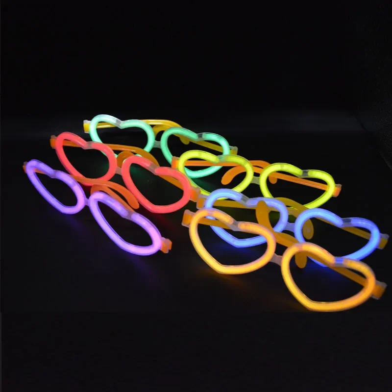 20 sets Festive DIY Luminous Heart Eye Glasses Fluorescent Wear Glow Stick Party Supplies  Adult Kids Birthday Halloween view 2