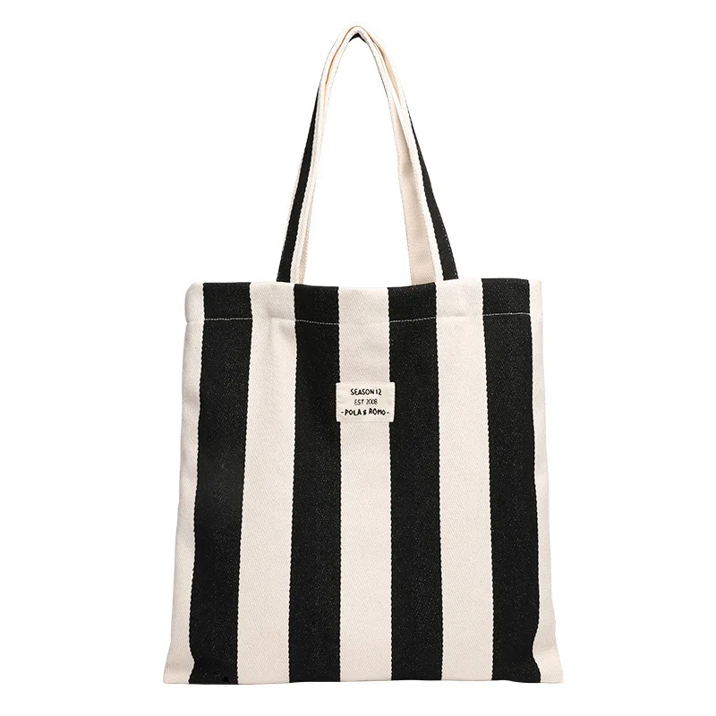 

Casual Literary Letter Canvas Bag Shoulder Women's Bag Fashion Stripe Handbag